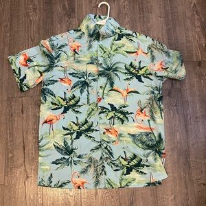 men/boys old navy tropical flamingo button up shirt